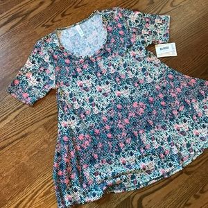 LuLaRoe Perfect T Shirt, Pixelated Floral, XS, NWT